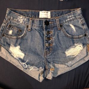 one teaspoon free people dirty indigo shorts